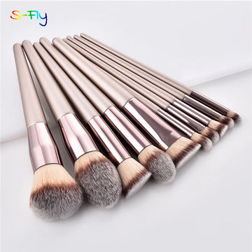 Champagne Makeup Brushes Set - Effortless Elegance, Stunning Results